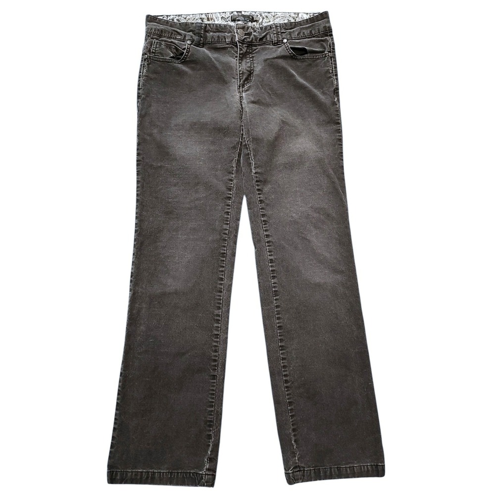 Prana Dark Gray Corduroy Pants Faded Straight Leg Gorpcore Earthy Casual Size 10